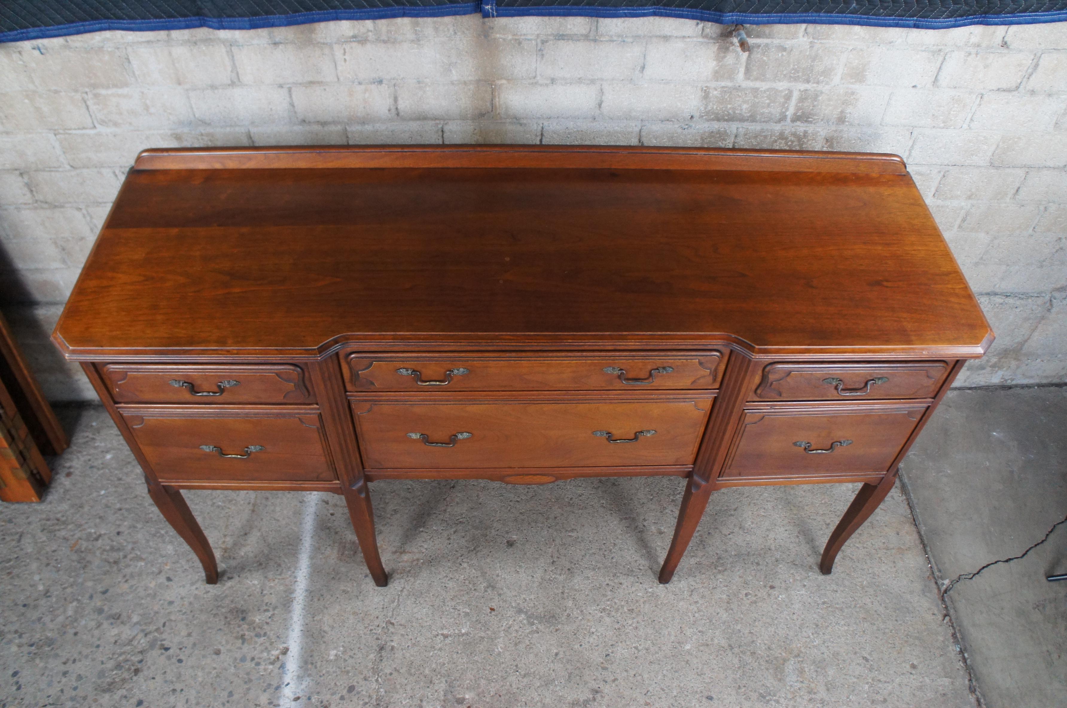 French Provincial Antique American Walnut Buffet Sideboard Server Console Credenza French Revival