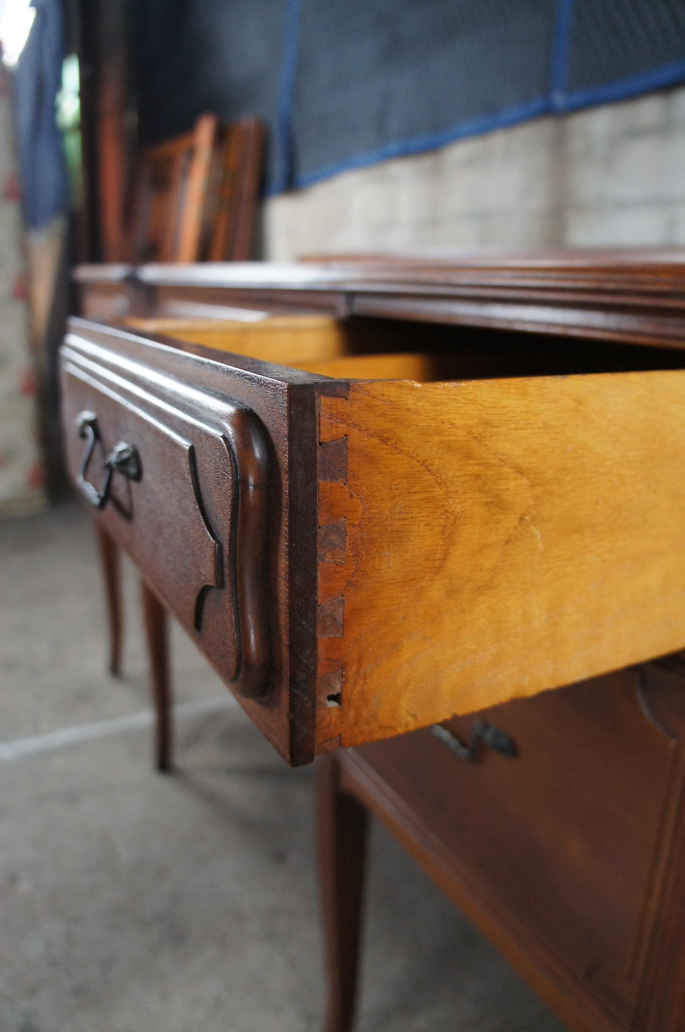 Antique American Walnut Buffet Sideboard Server Console Credenza French Revival In Good Condition In Dayton, OH