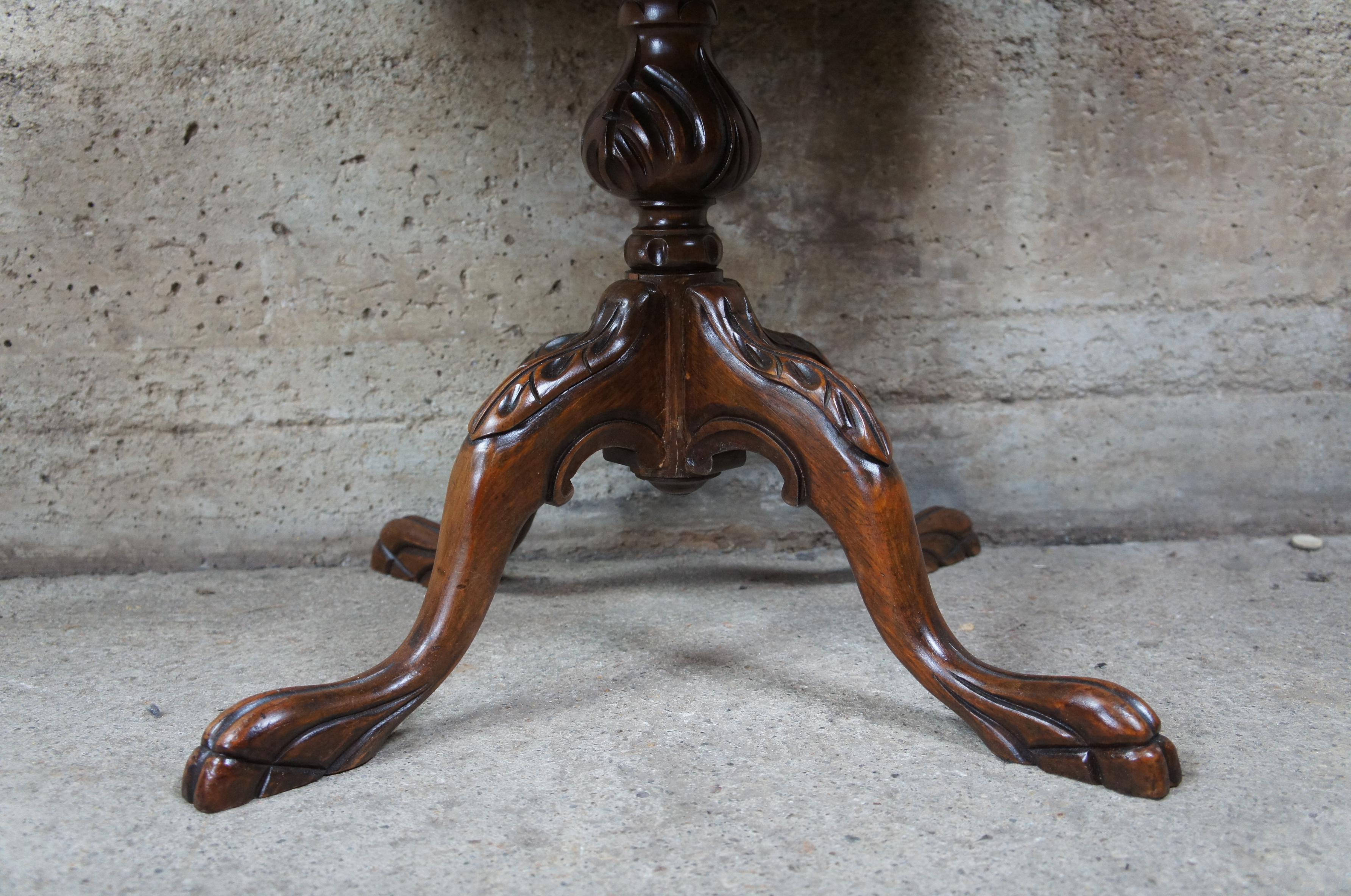Late Victorian Antique American Walnut Carved Angel Butterfly Tea Tray Cocktail Serving Table