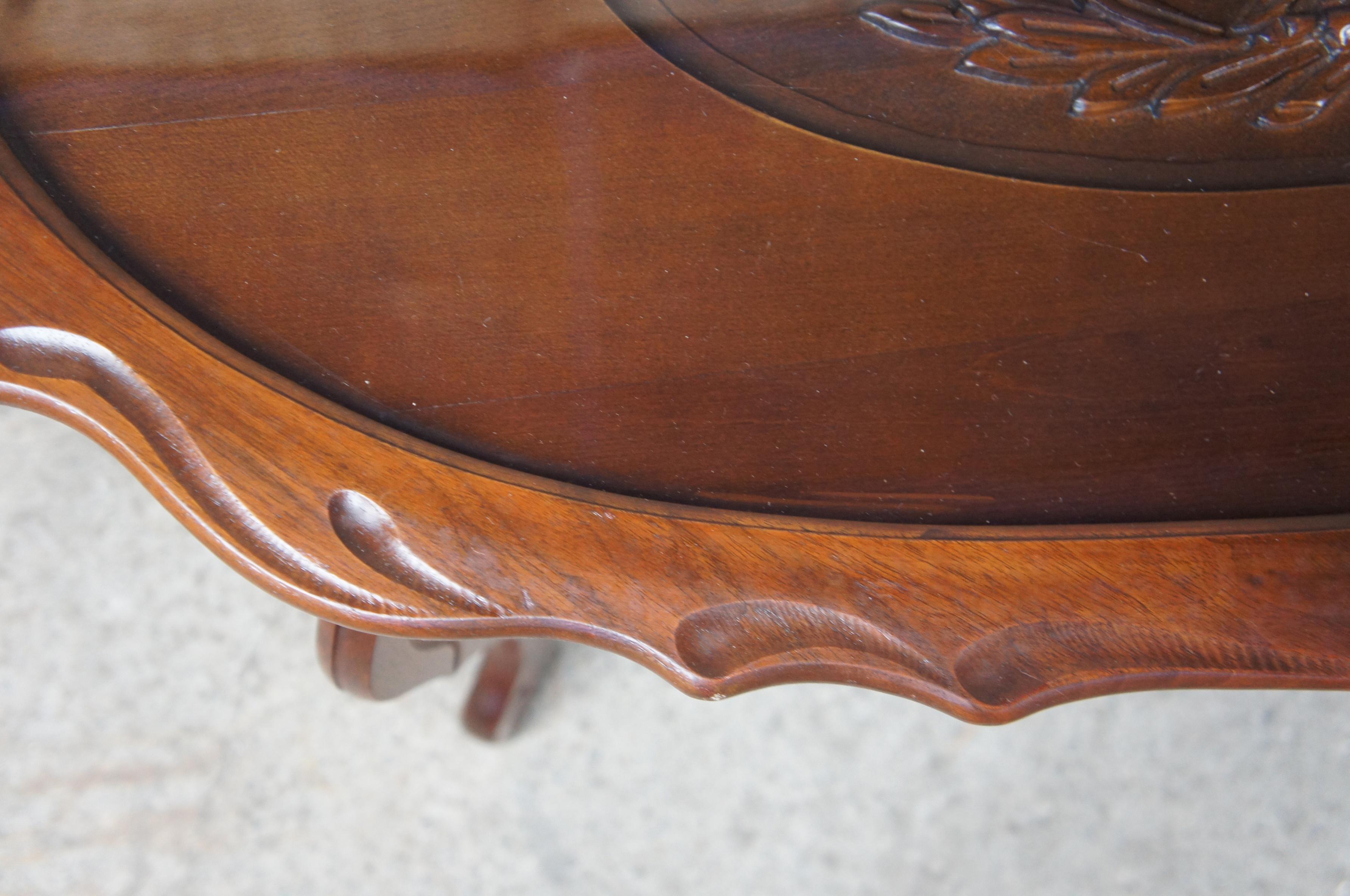 Victorian Antique American Walnut Eagle Carved Tray Coffee Cocktail Figural Serving Table