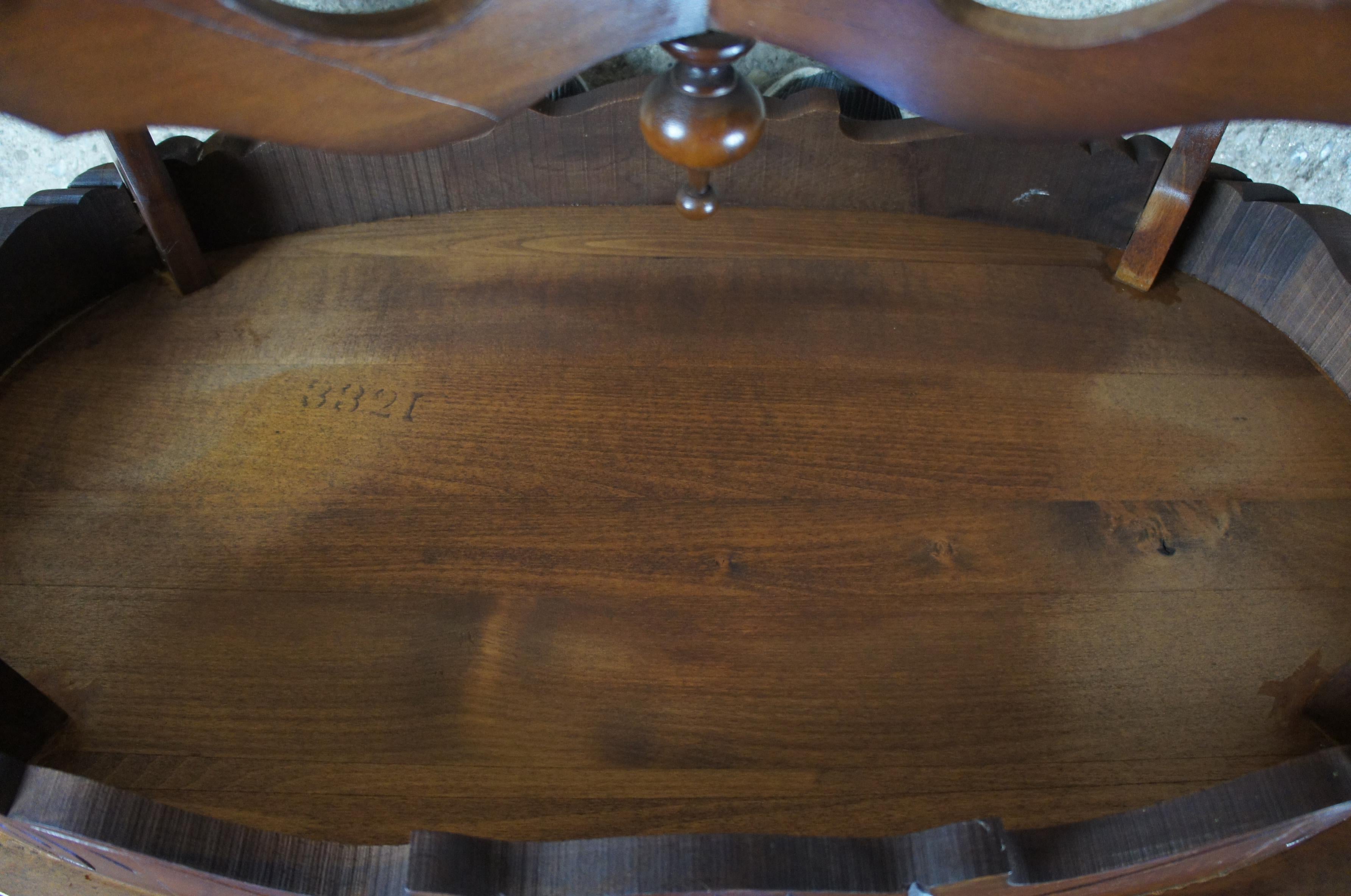 Glass Antique American Walnut Eagle Carved Tray Coffee Cocktail Figural Serving Table