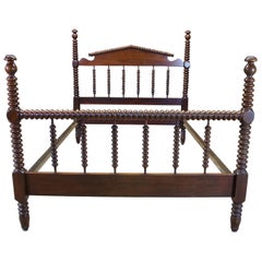 Antique American Walnut Jenny Lind Style Federal Spool Full Size Post Bed