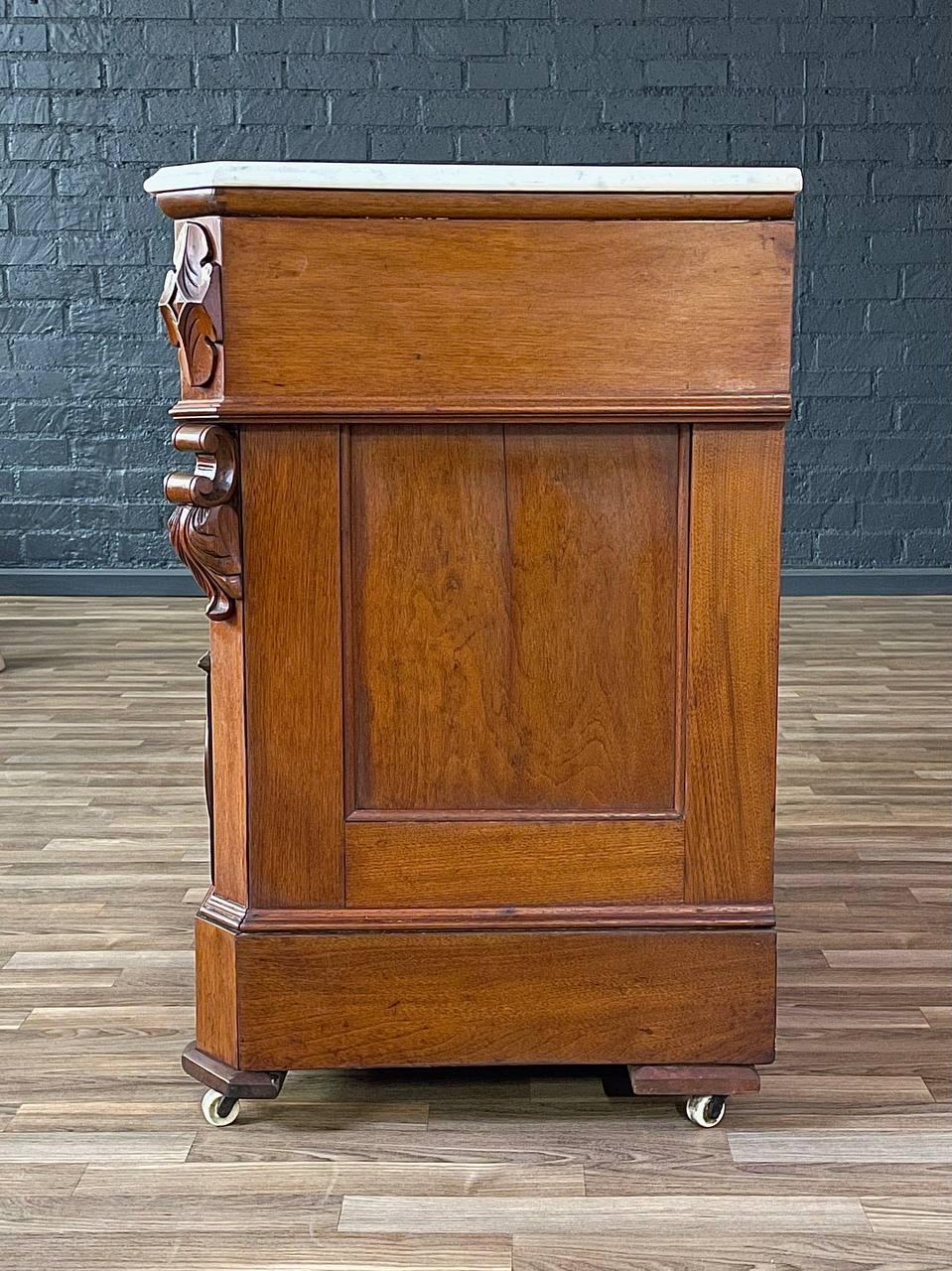 Antique American Walnut Marble Top Chest with Four Drawers 2