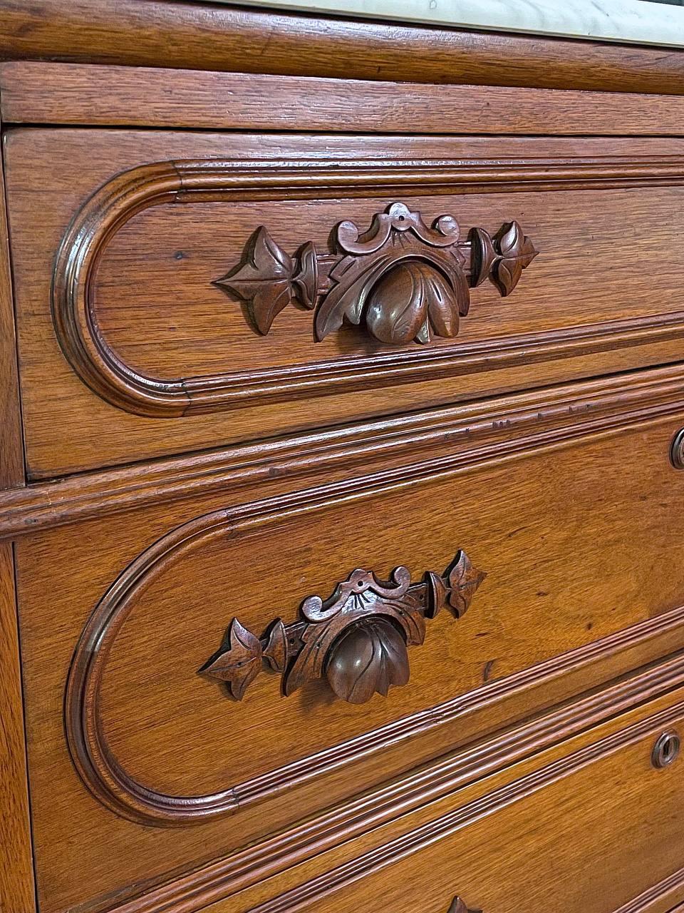 Antique American Walnut Marble Top Chest with Four Drawers 3