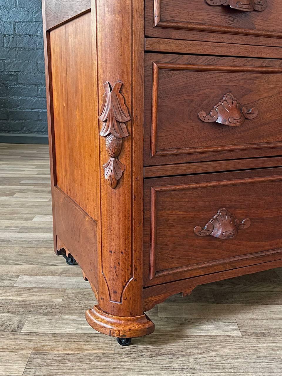 Antique American Walnut & Marble Top Dresser with Three Drawers 3