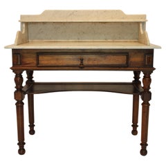 Antique American Walnut & White Marble Top Wash Stand Late 19th Century