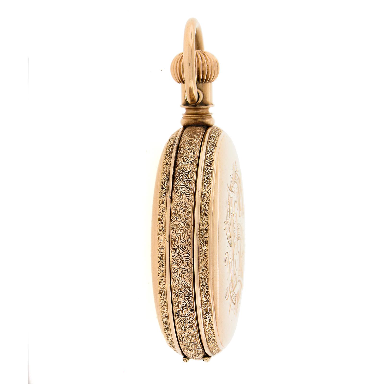 Antiguo reloj de bolsillo americano Waltham Royal Grade 11j 8s 14k Gold Full Hunter Ca en venta 1
