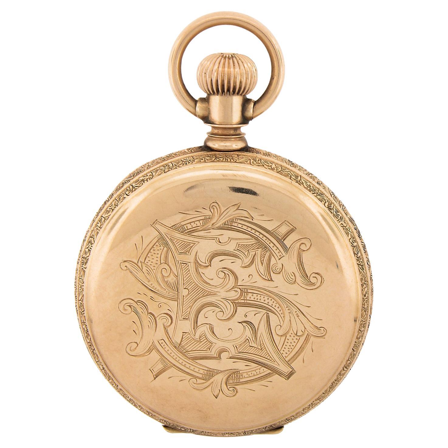 Antique American Waltham Royal Grade 11j 8s Pocket Watch 14k Gold Full Hunter Ca