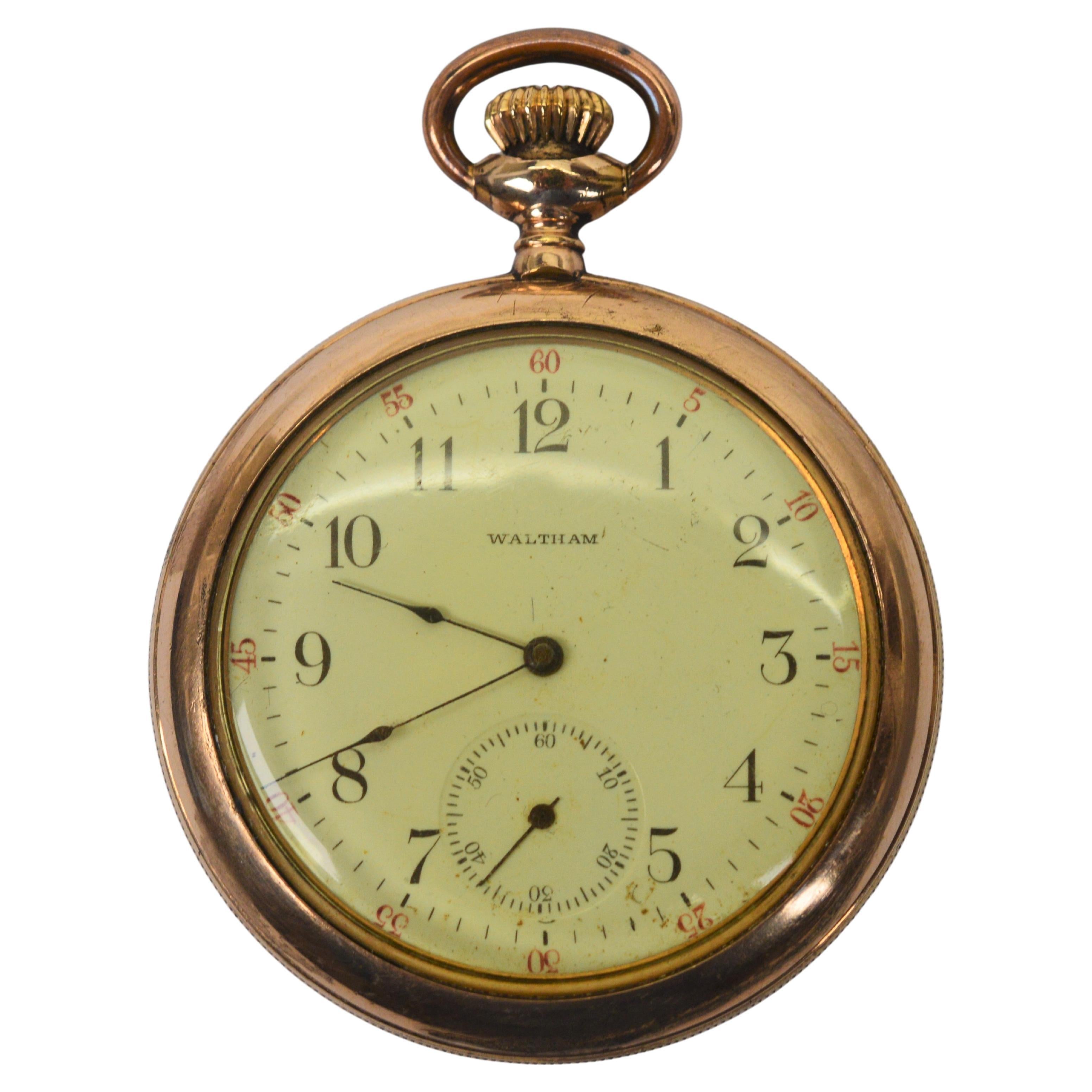 Antique American Waltham Watch Co. Circa 1901 Brass Pocket Watch W Display Back