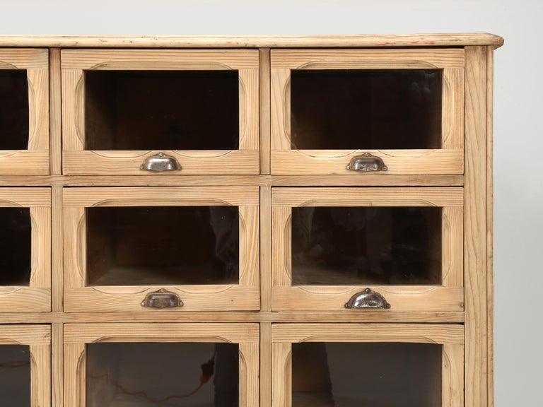 Antique American Washed Pine Apothecary or Seed with a Paneled