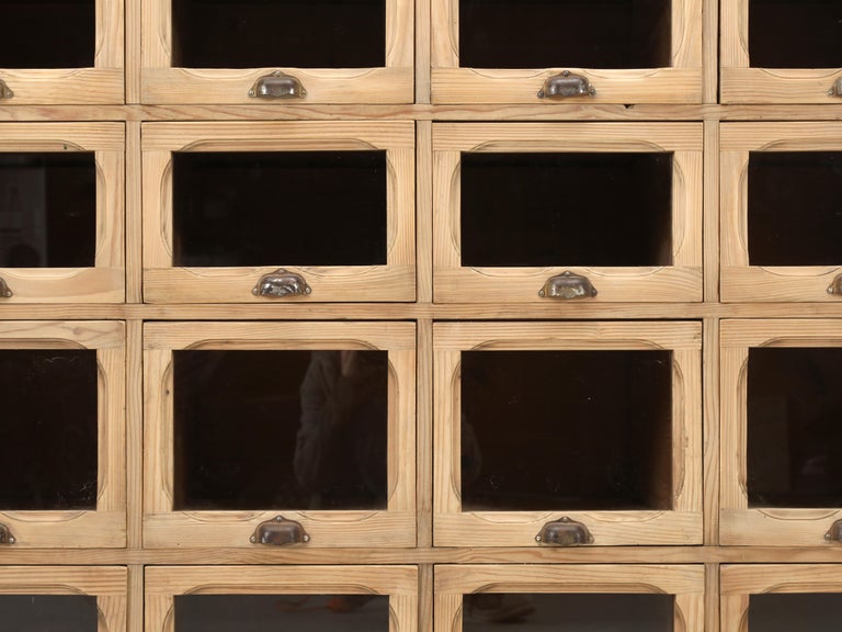 Antique American Washed Pine Apothecary or Seed with a Paneled