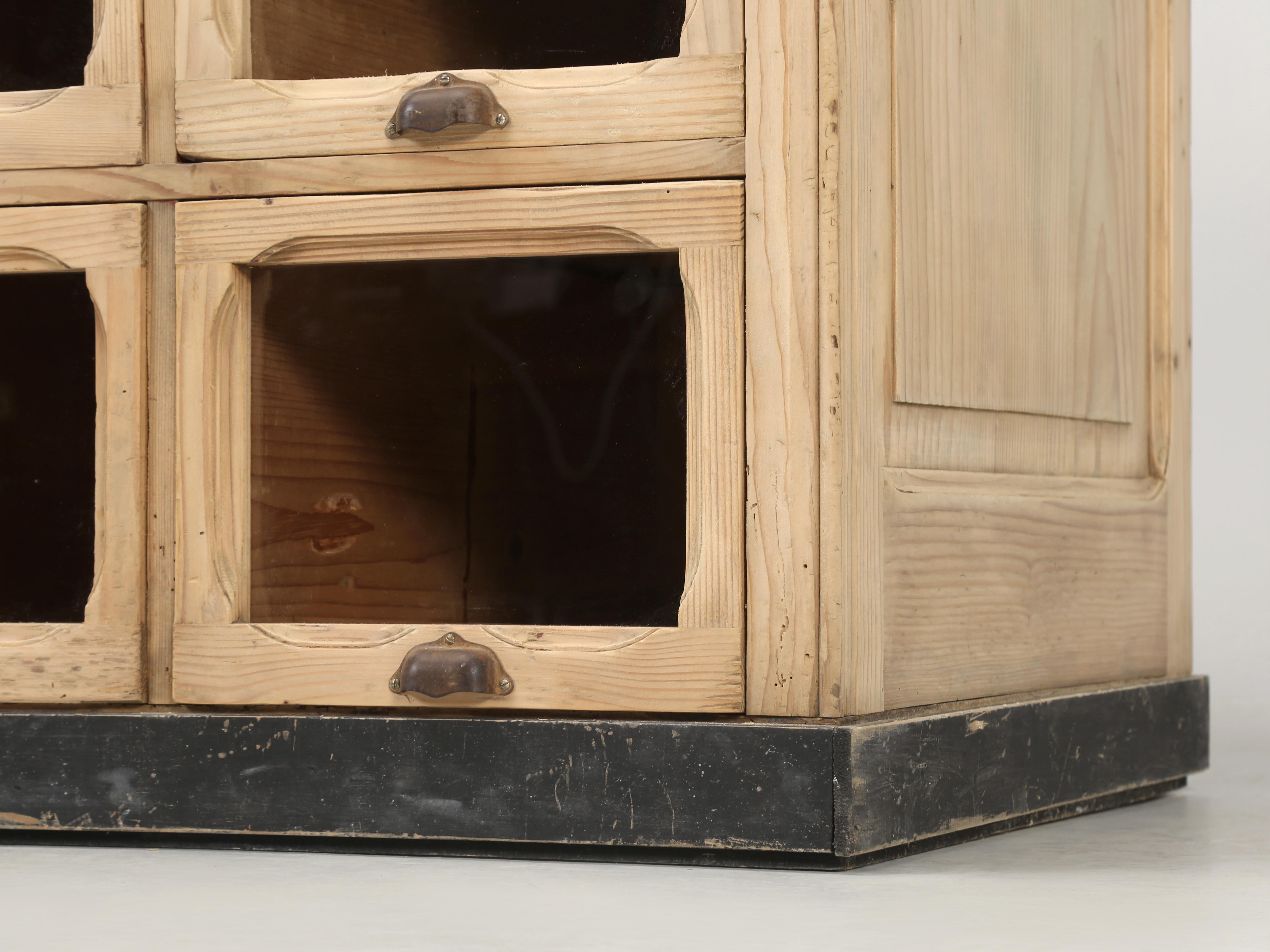 Antique American Washed Pine Apothecary or Seed Cabinet with a Paneled Backside 9