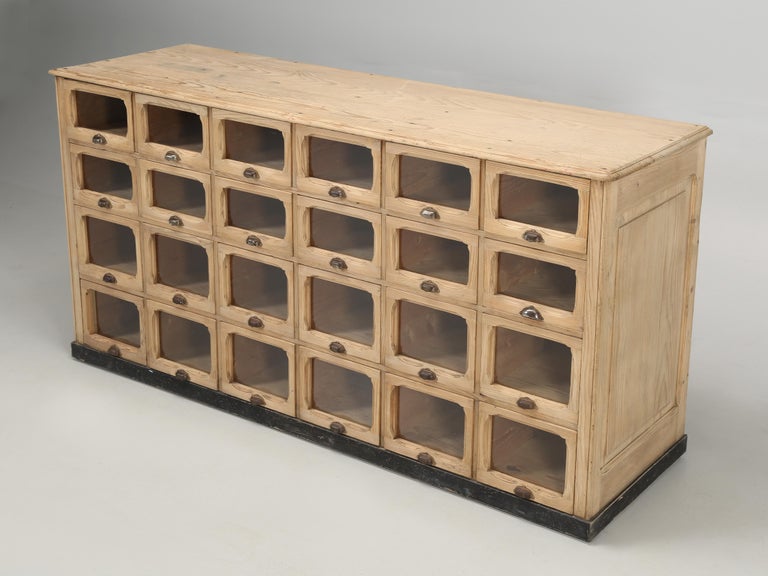 Antique American Washed Pine Apothecary or Seed with a Paneled