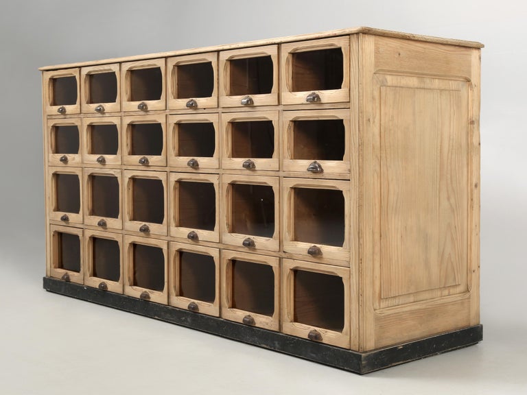 Antique American Washed Pine Apothecary or Seed with a Paneled