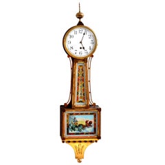 Used American Waterbury Willard 8 day Églomisé "Aurora" #3 Banjo Clock, 1908