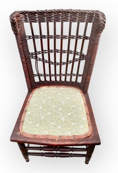 Antique American Eastern Seaboard Wicker and Hardwood Side Chair