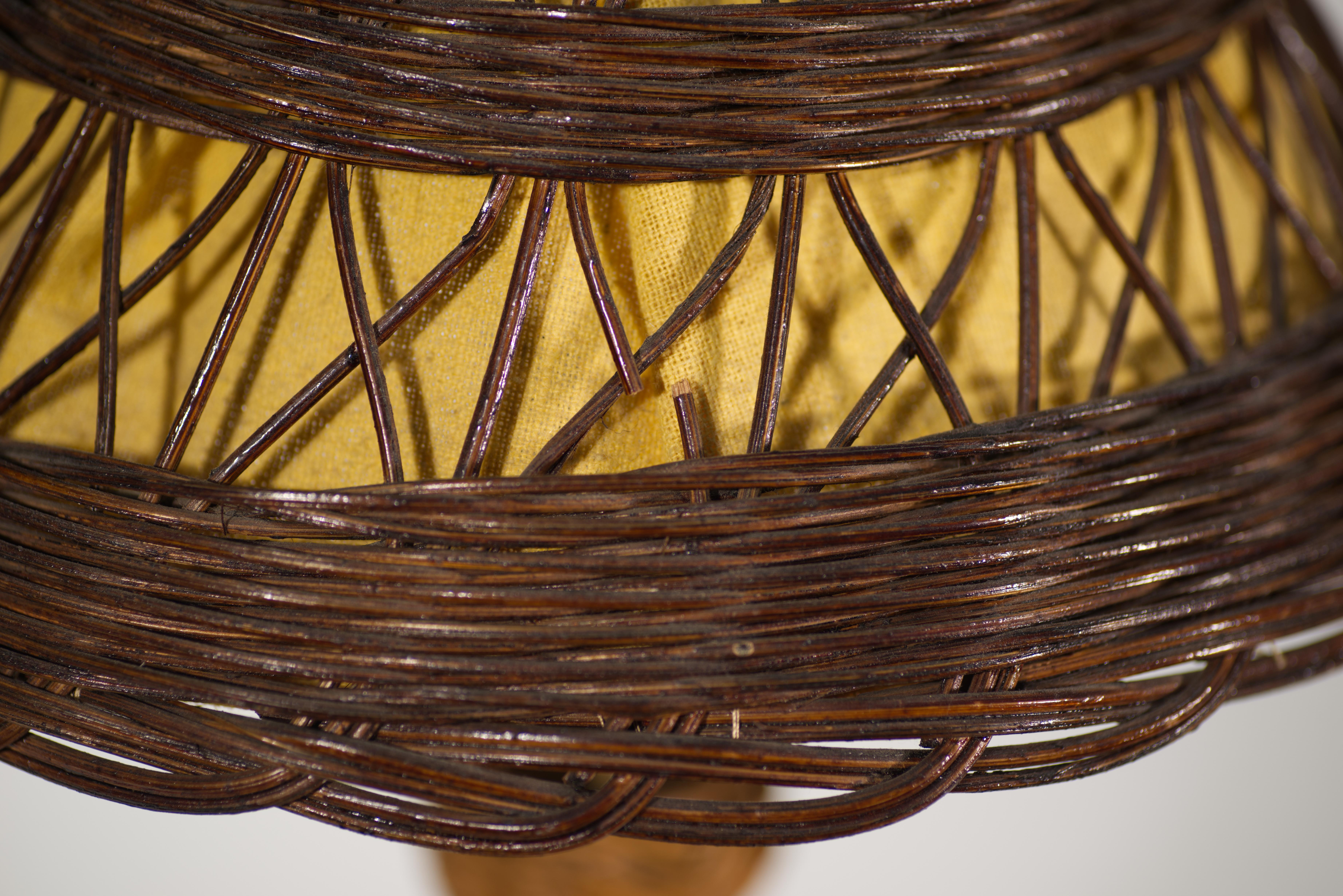 Antigua lámpara de mesa americana de mimbre y ratán Arts & Crafts, 1918-1920 en venta 5