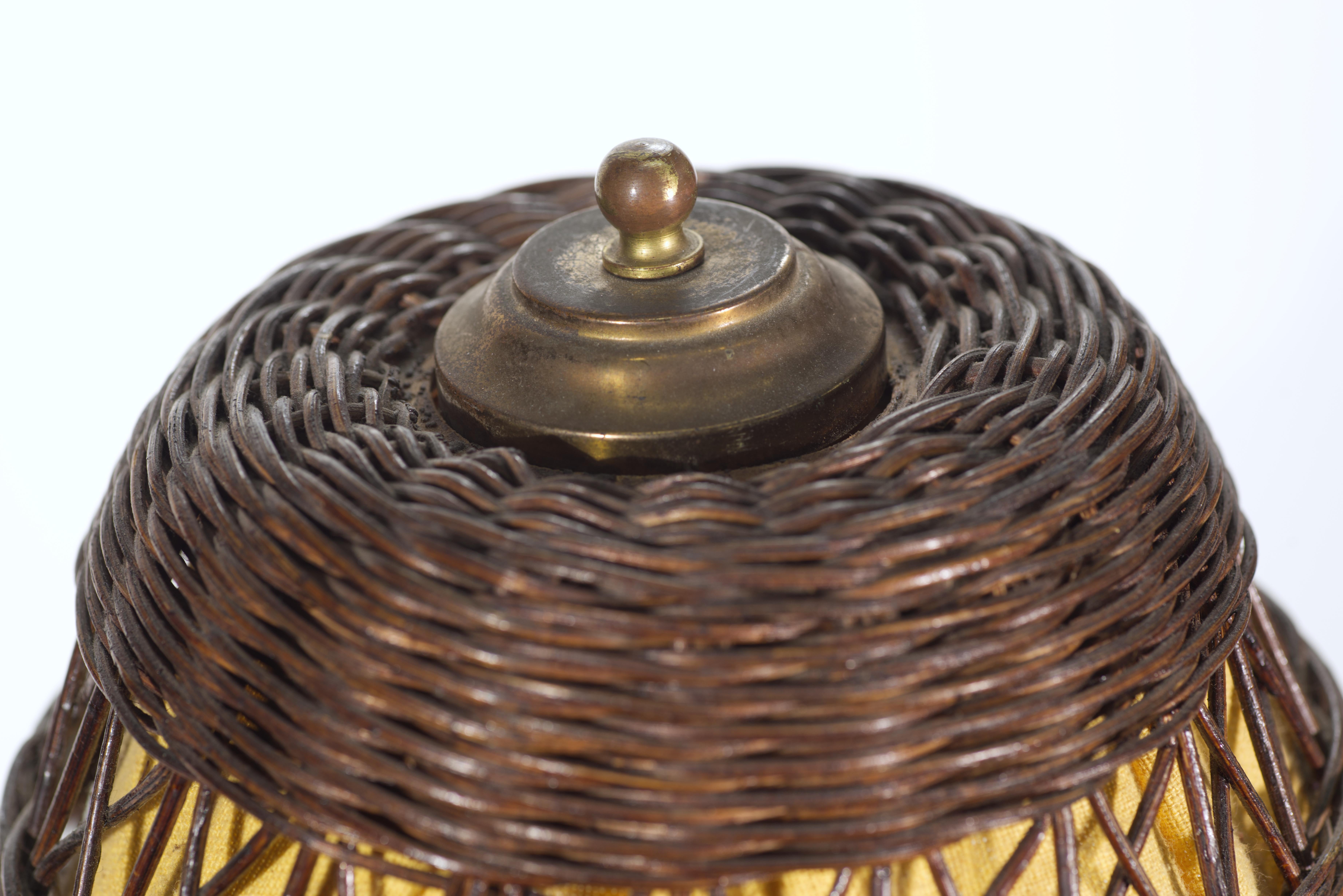 Antigua lámpara de mesa americana de mimbre y ratán Arts & Crafts, 1918-1920 en venta 6