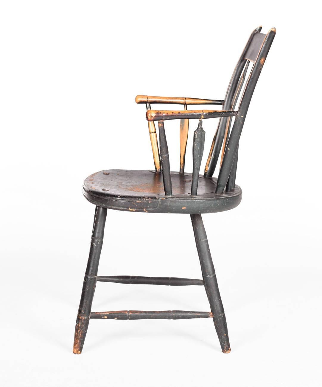 American Colonial Antique American Windsor Chair with Original Paint, 19th Century For Sale