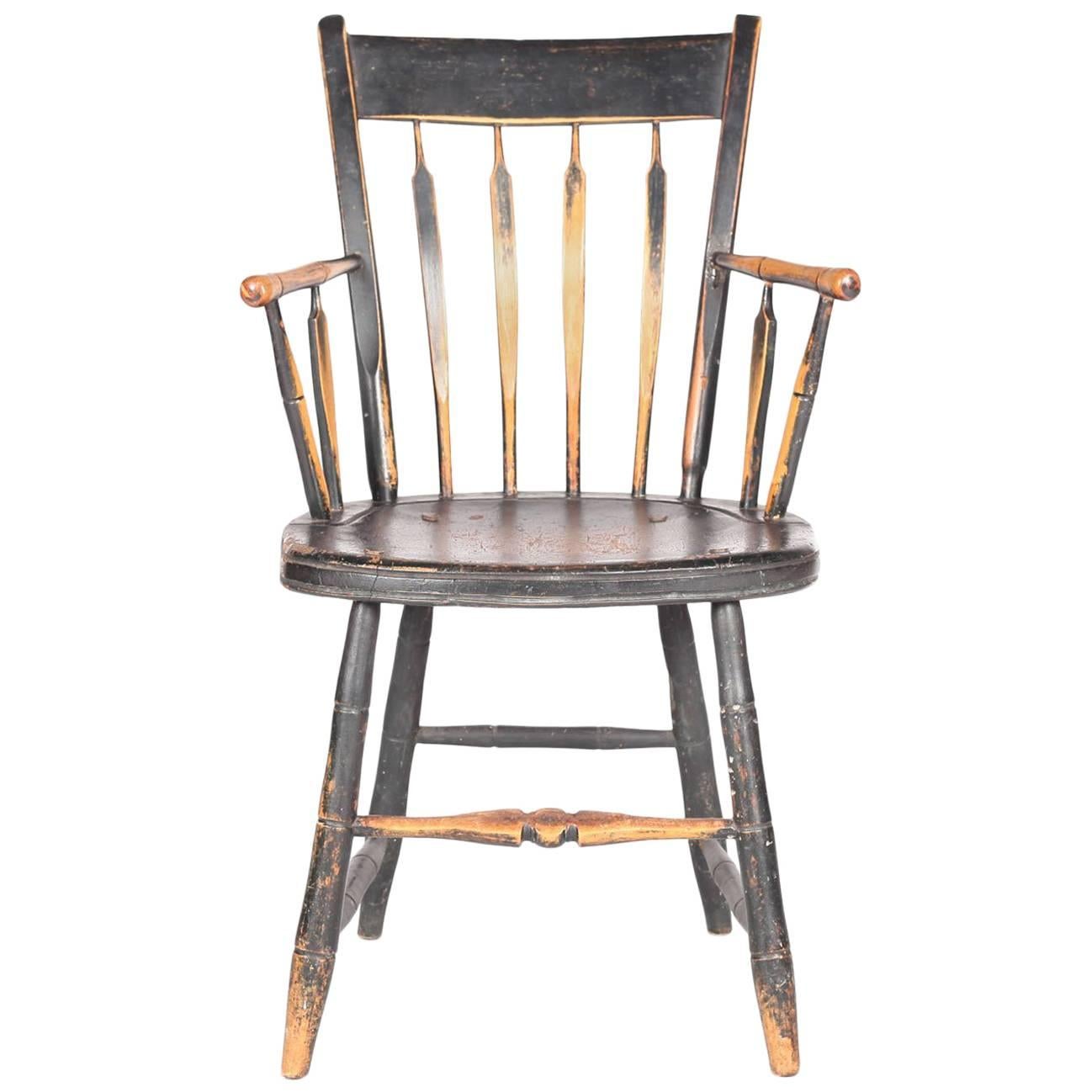 Antique American Windsor Chair with Original Paint, 19th Century For Sale