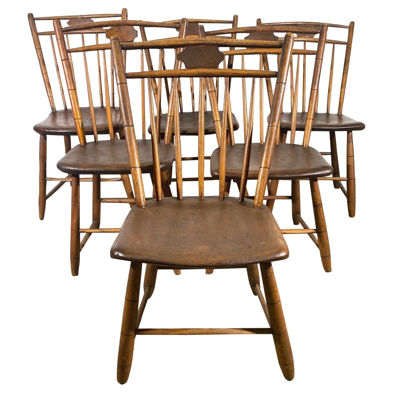 Juego de 6 sillas Windsor americanas antiguas
