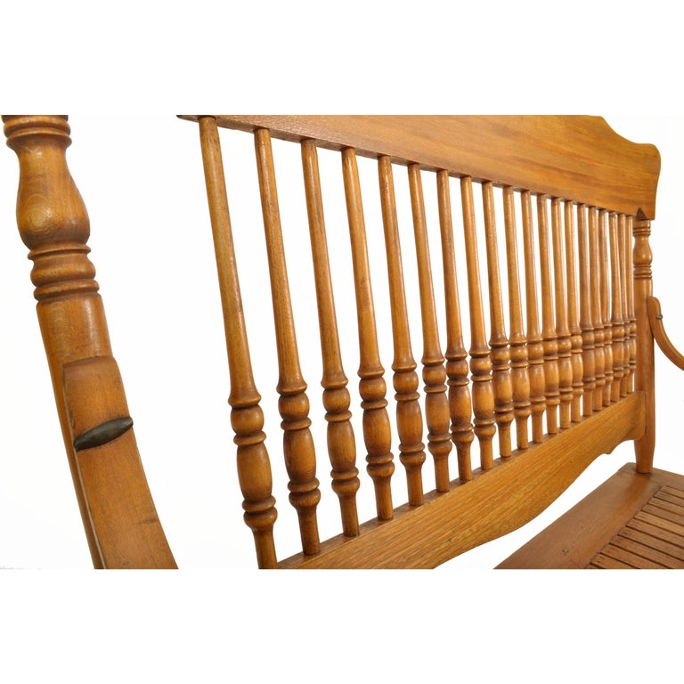 Antique American Windsor Maple Spindle Back Colonial Deacons Bench ...