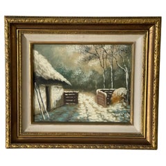 Antique American Winter Lanscape Signed Framed