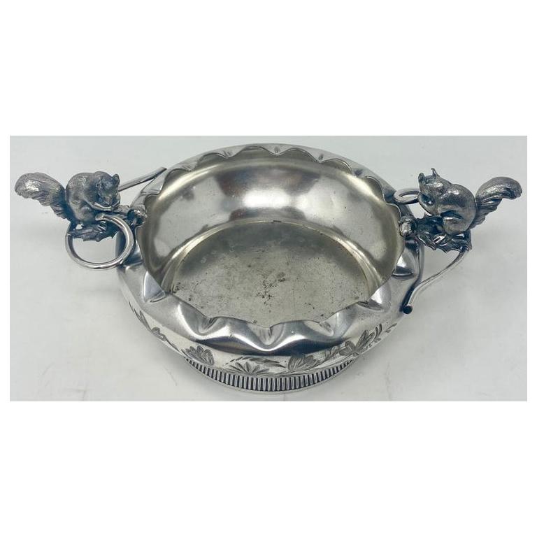 Antique American silver-plated nut dish signed 
