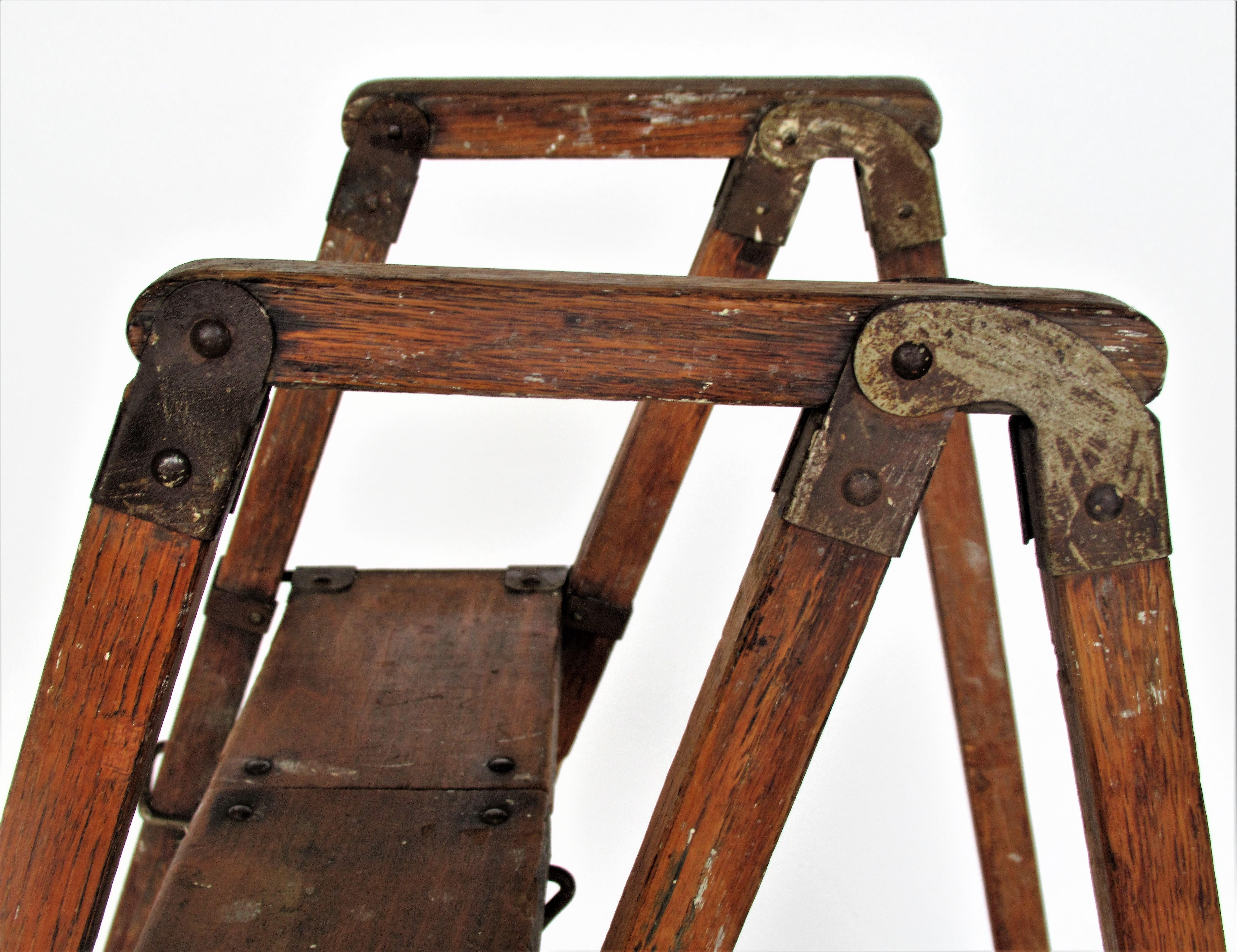 Antique American Wood and Iron Architectonic Metamorphic Ladder 4