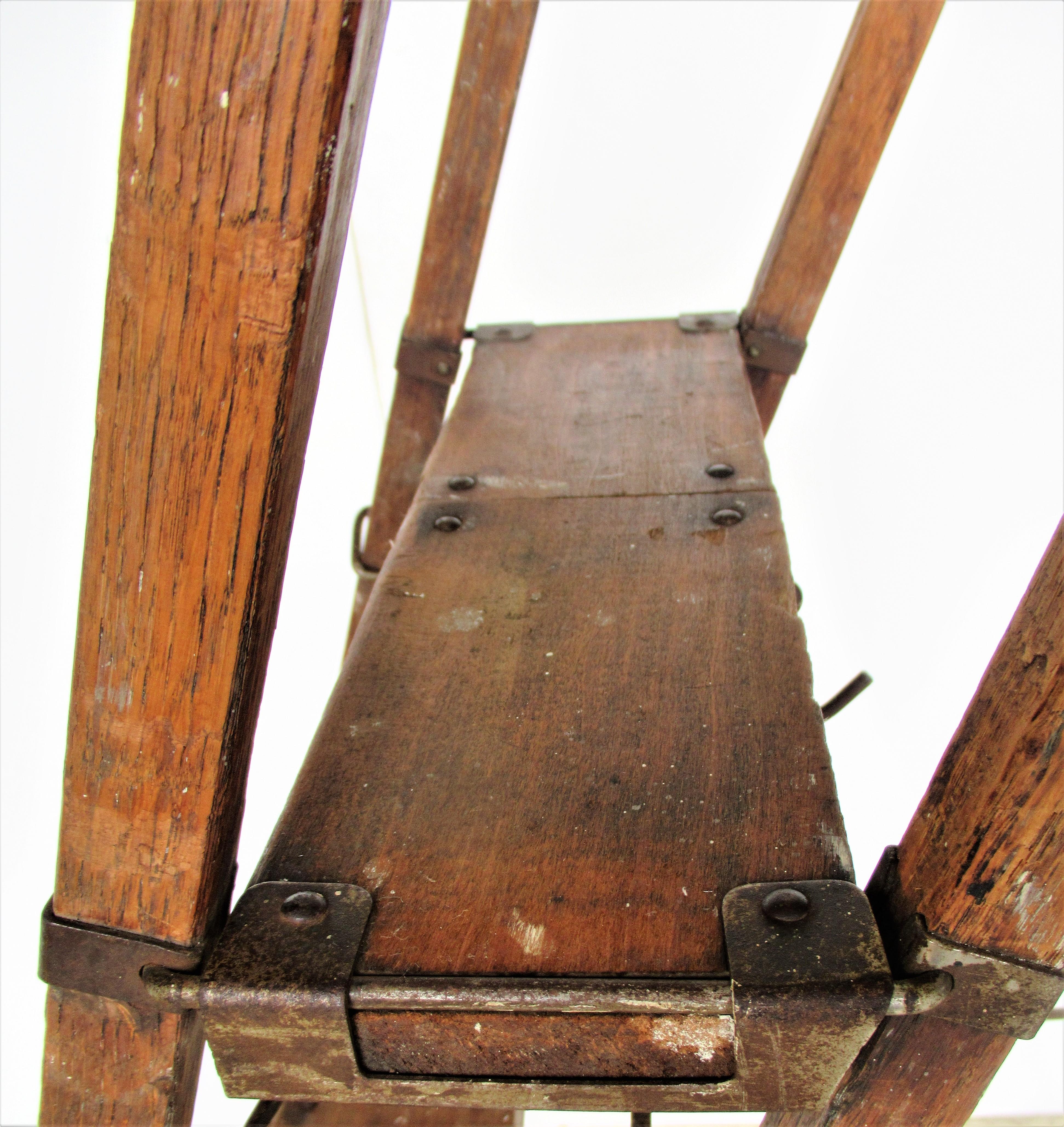 Antique American Wood and Iron Architectonic Metamorphic Ladder 5