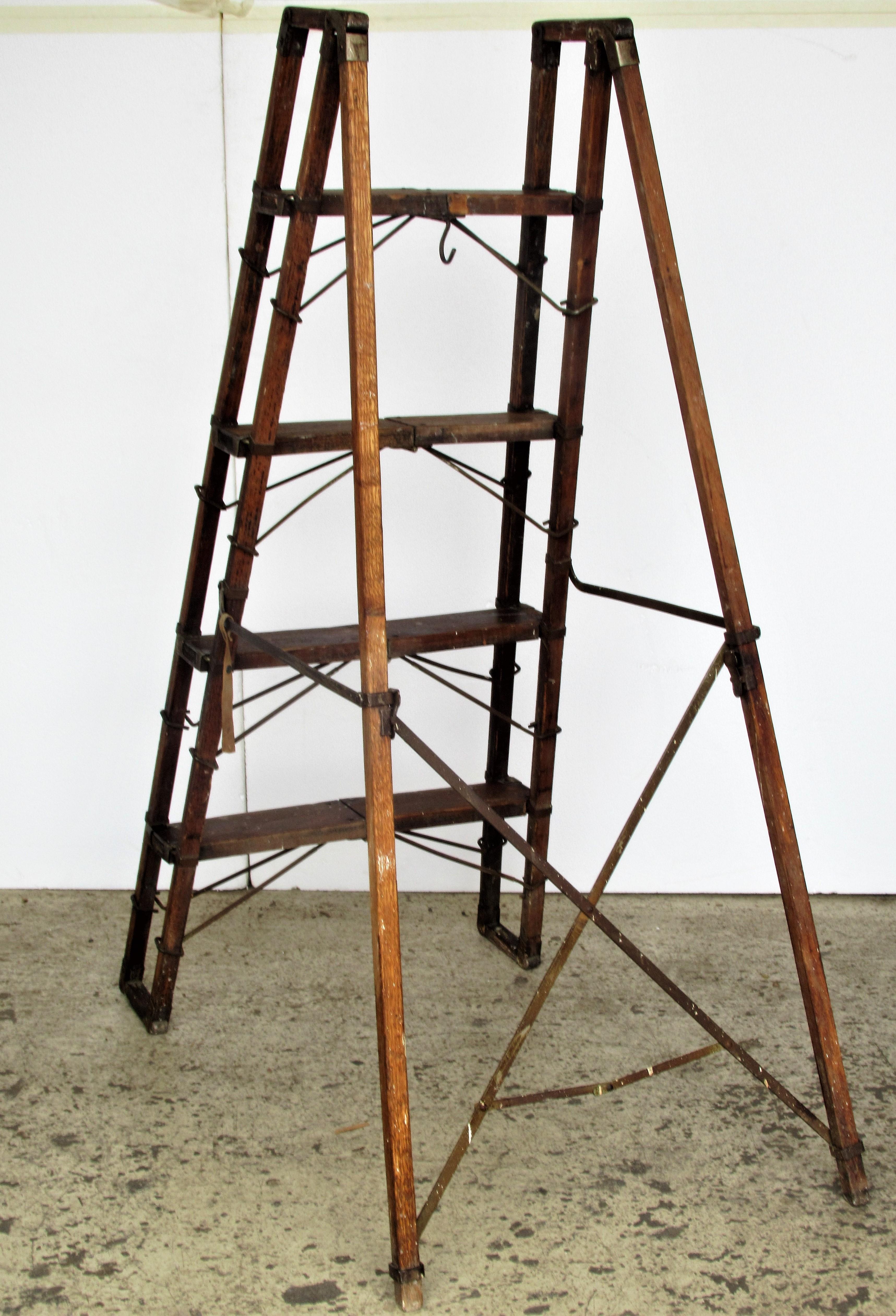Antique American Wood and Iron Architectonic Metamorphic Ladder 6