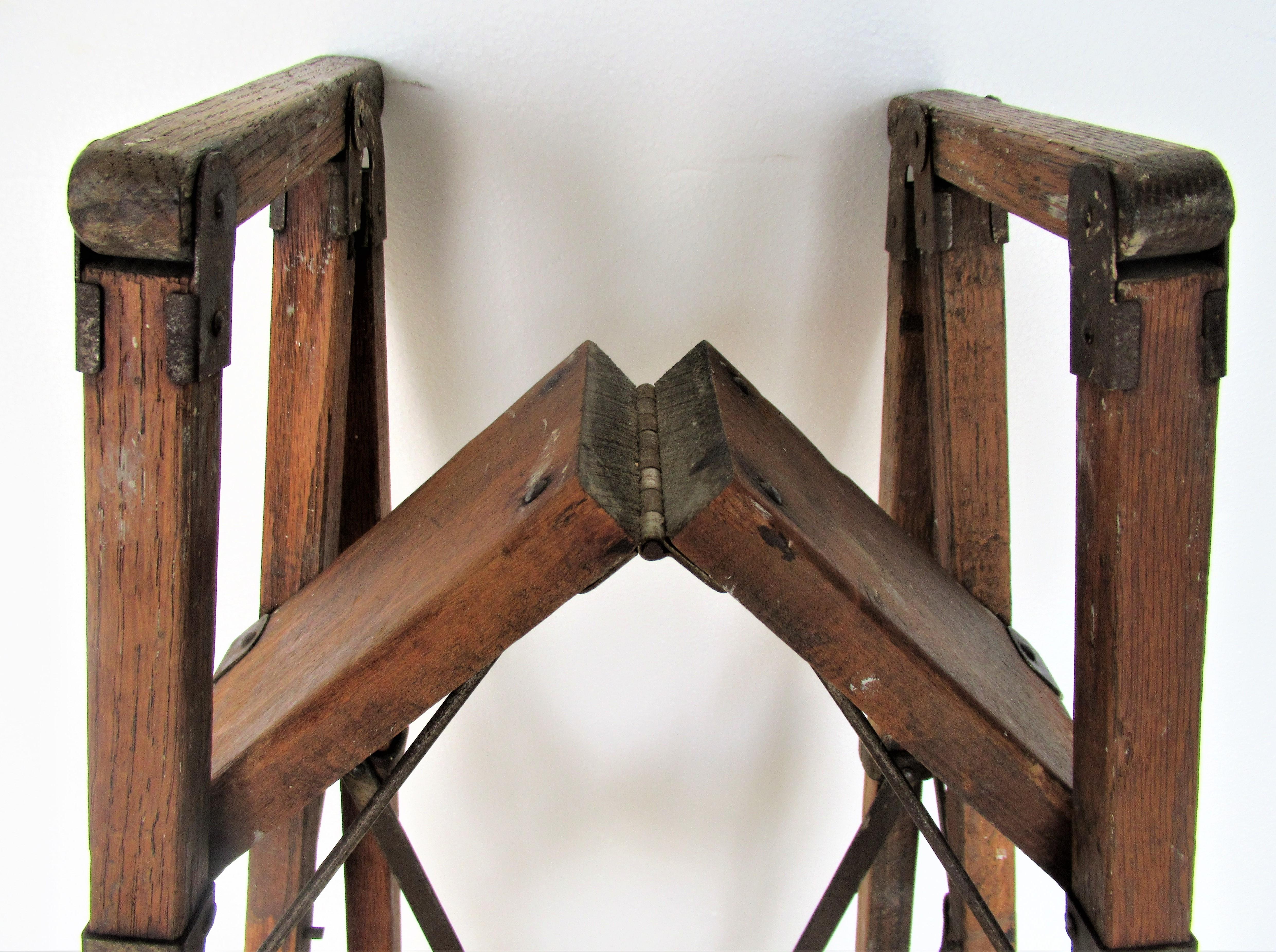 Antique American Wood and Iron Architectonic Metamorphic Ladder 8