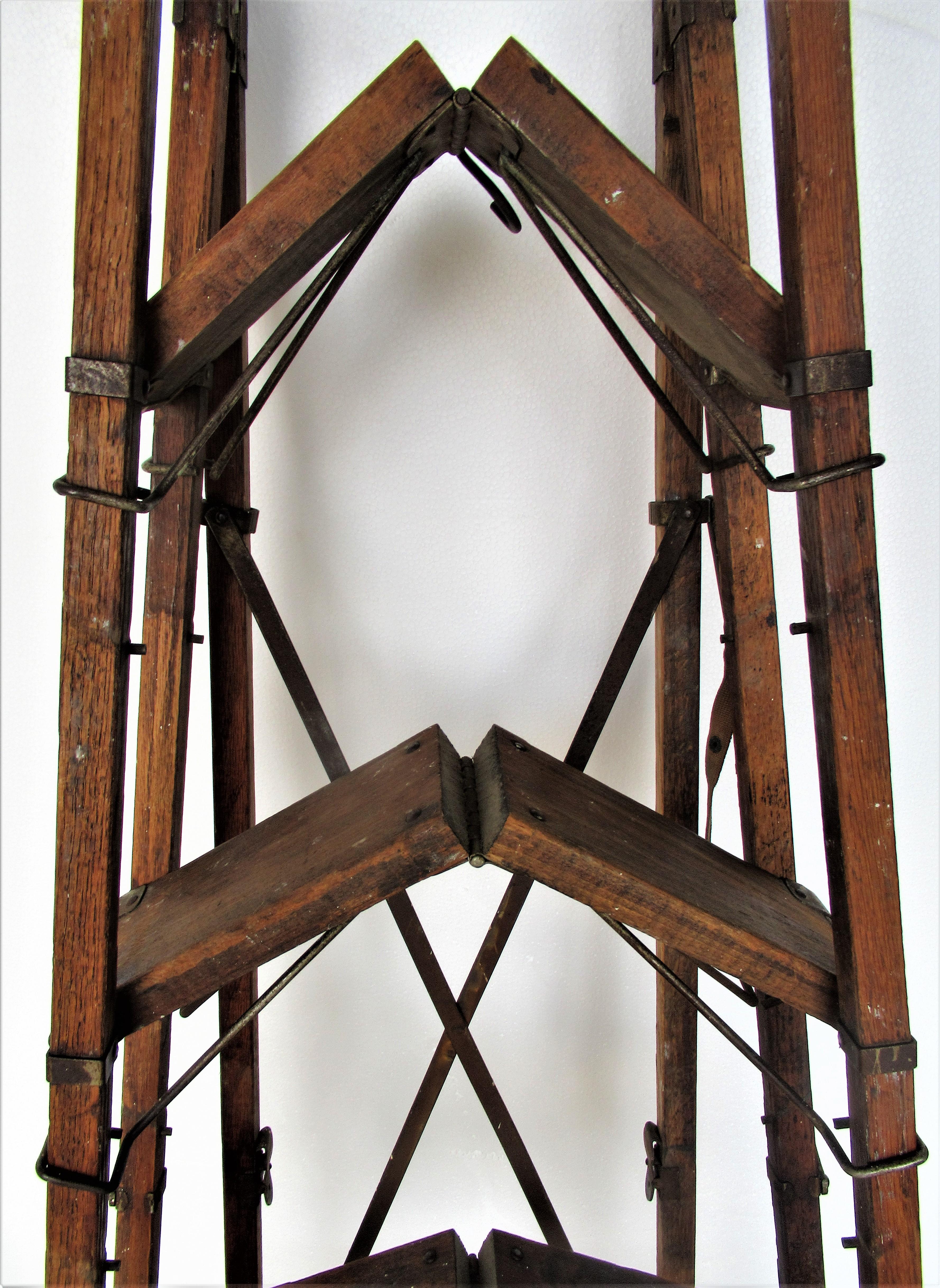 Antique American Wood and Iron Architectonic Metamorphic Ladder 9