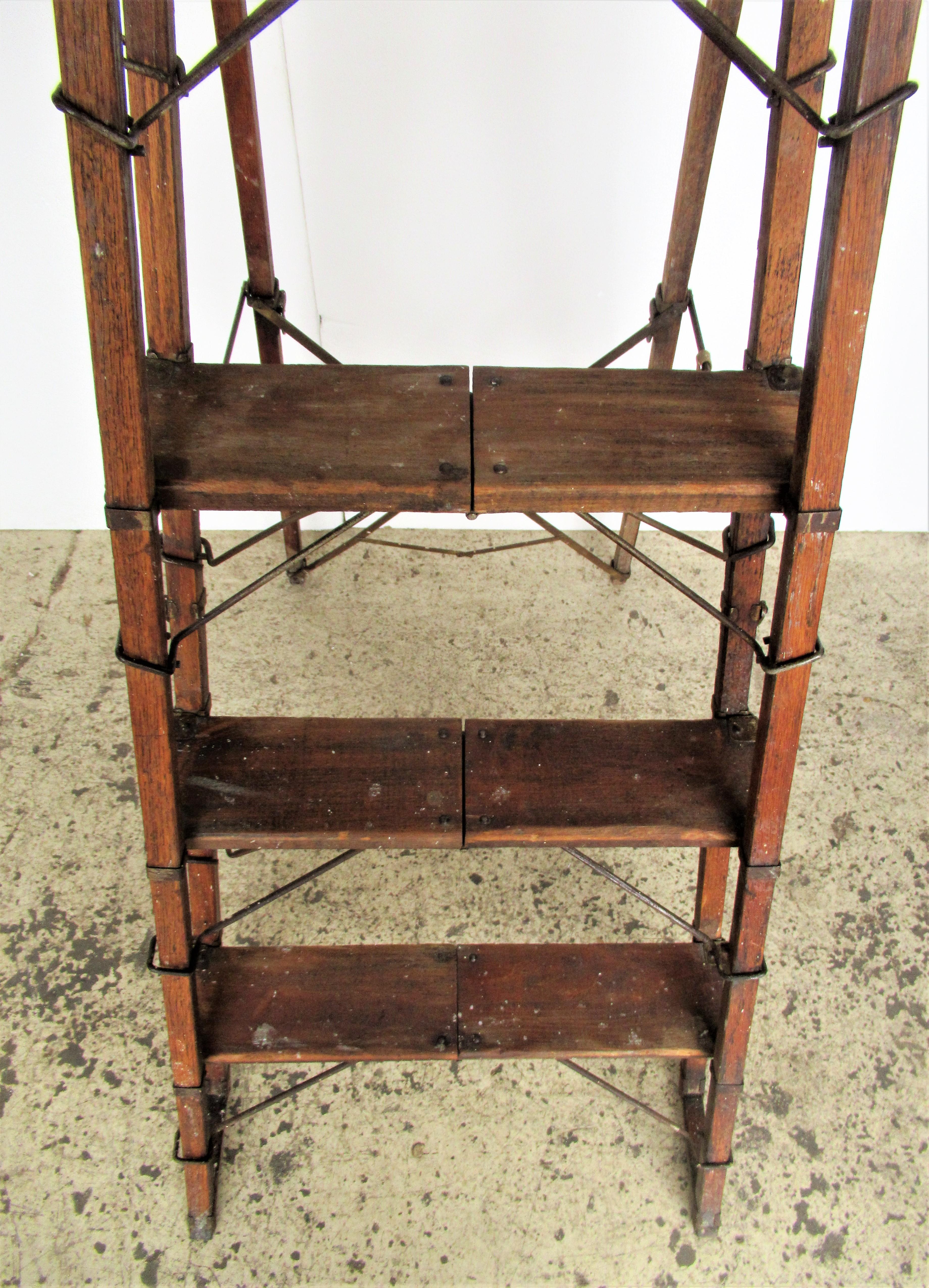 Antique American Wood and Iron Architectonic Metamorphic Ladder 1