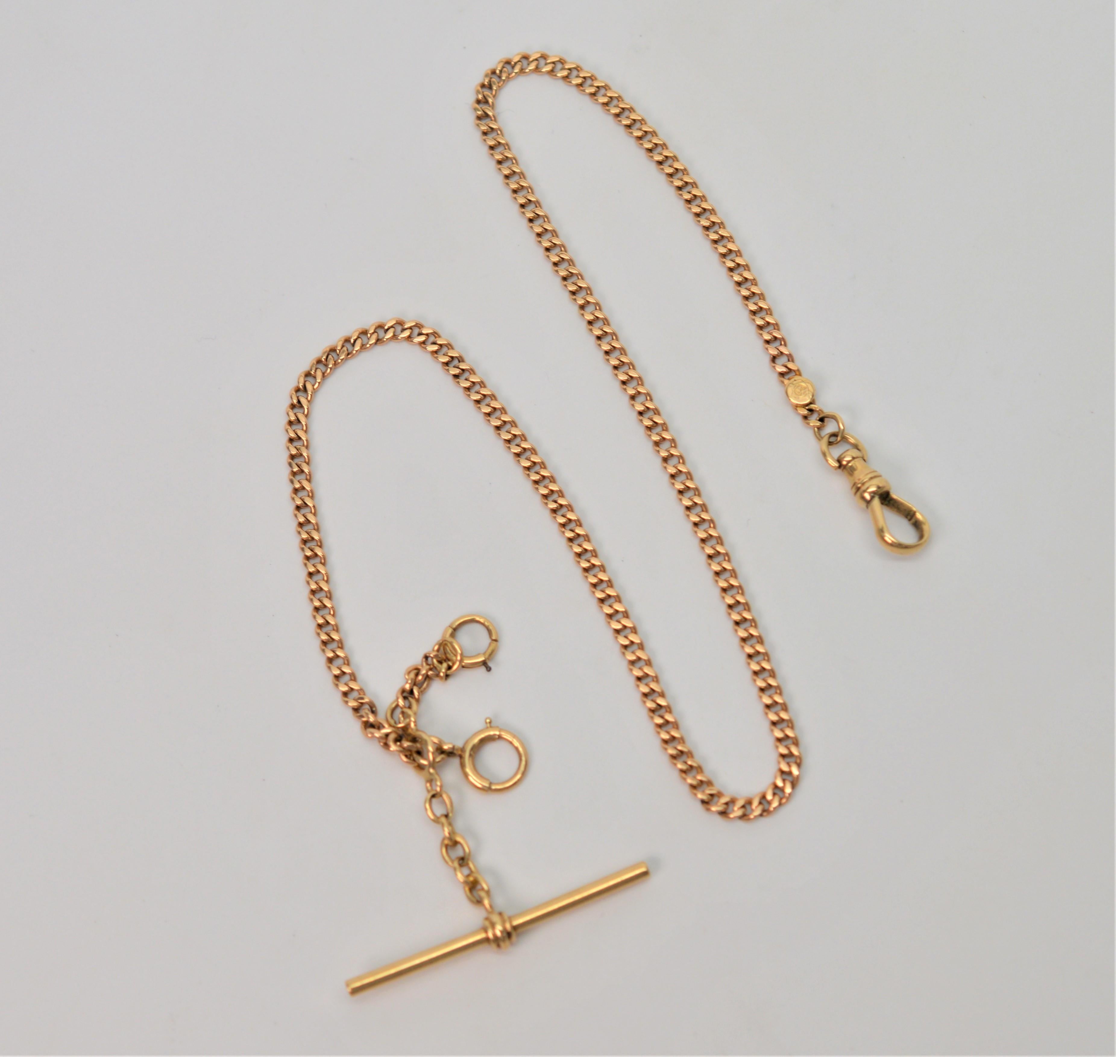 Antique American Yellow Gold Pocket Watch Chain In Excellent Condition In Mount Kisco, NY