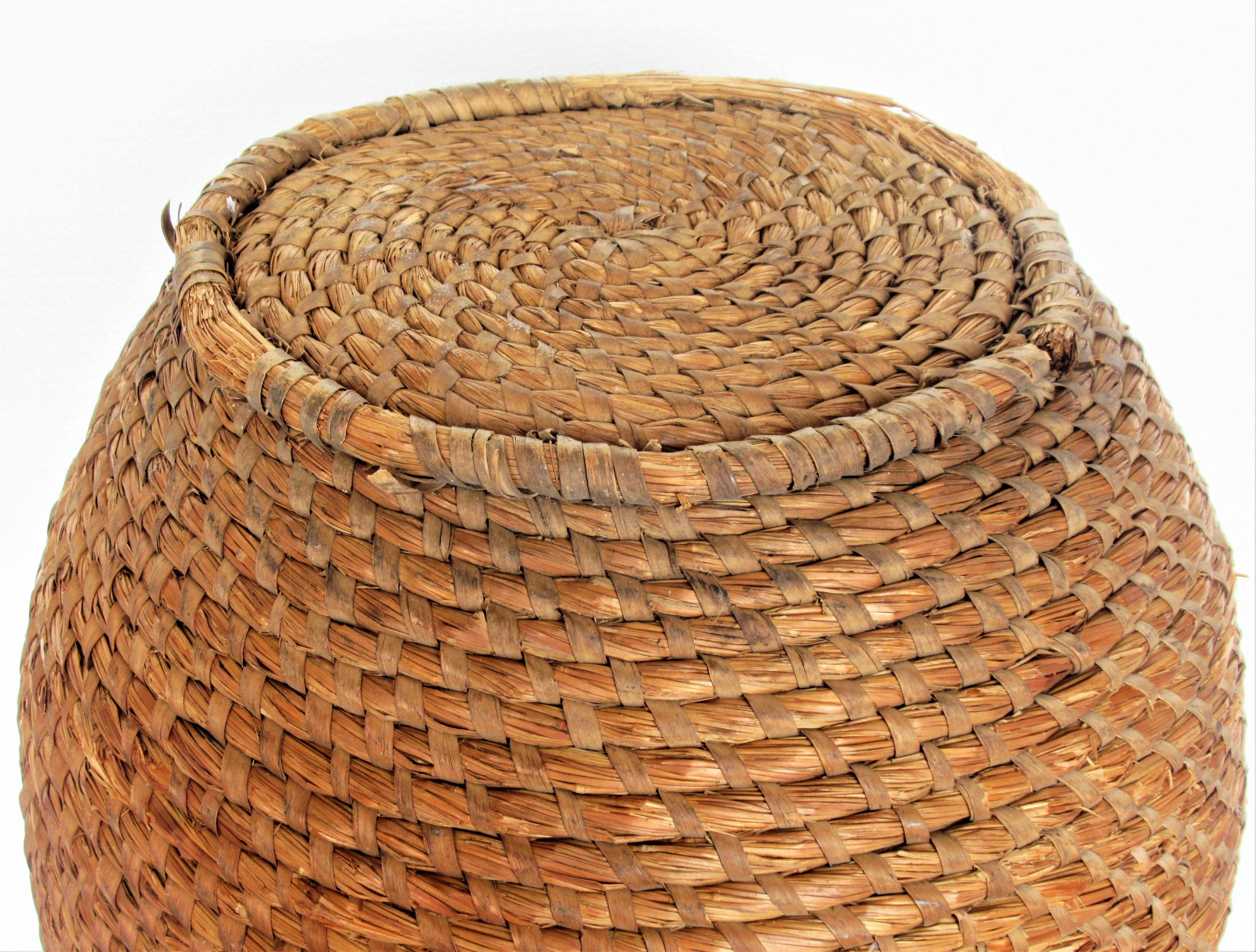  Antique Americana Pennsylvania Rye Straw Large Storage Basket 2