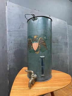 Antique Americana Toleware Water Cooler Handled Bucket Wastebask Umbrella Stand