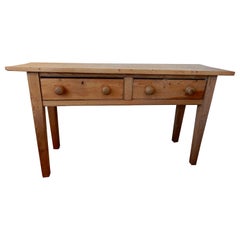 Table console ou table de service antique Americana à deux tiroirs:: années 1890