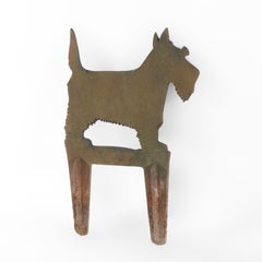 Antique Americana Wrought Iron Scottie Dog Silhouette Garden Sculpture C1920