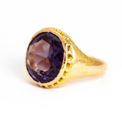 Antique Amethyst 15 Carat Gold Signet Ring