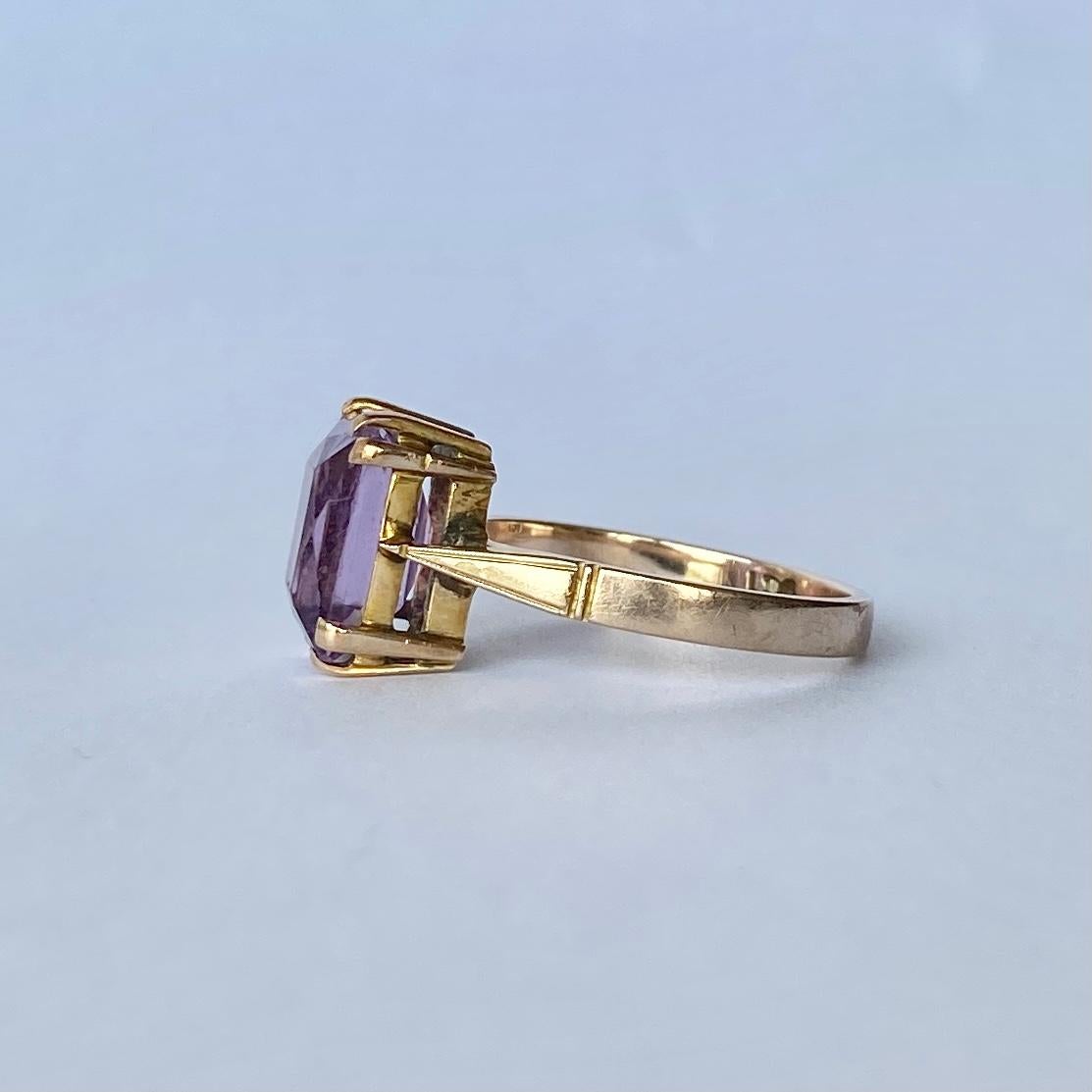 Modern Antique Amethyst 9 Carat Gold Cocktail Ring For Sale