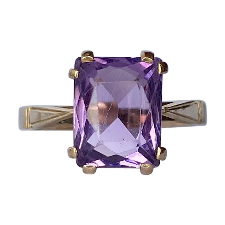 Antique Amethyst 9 Carat Gold Cocktail Ring For Sale