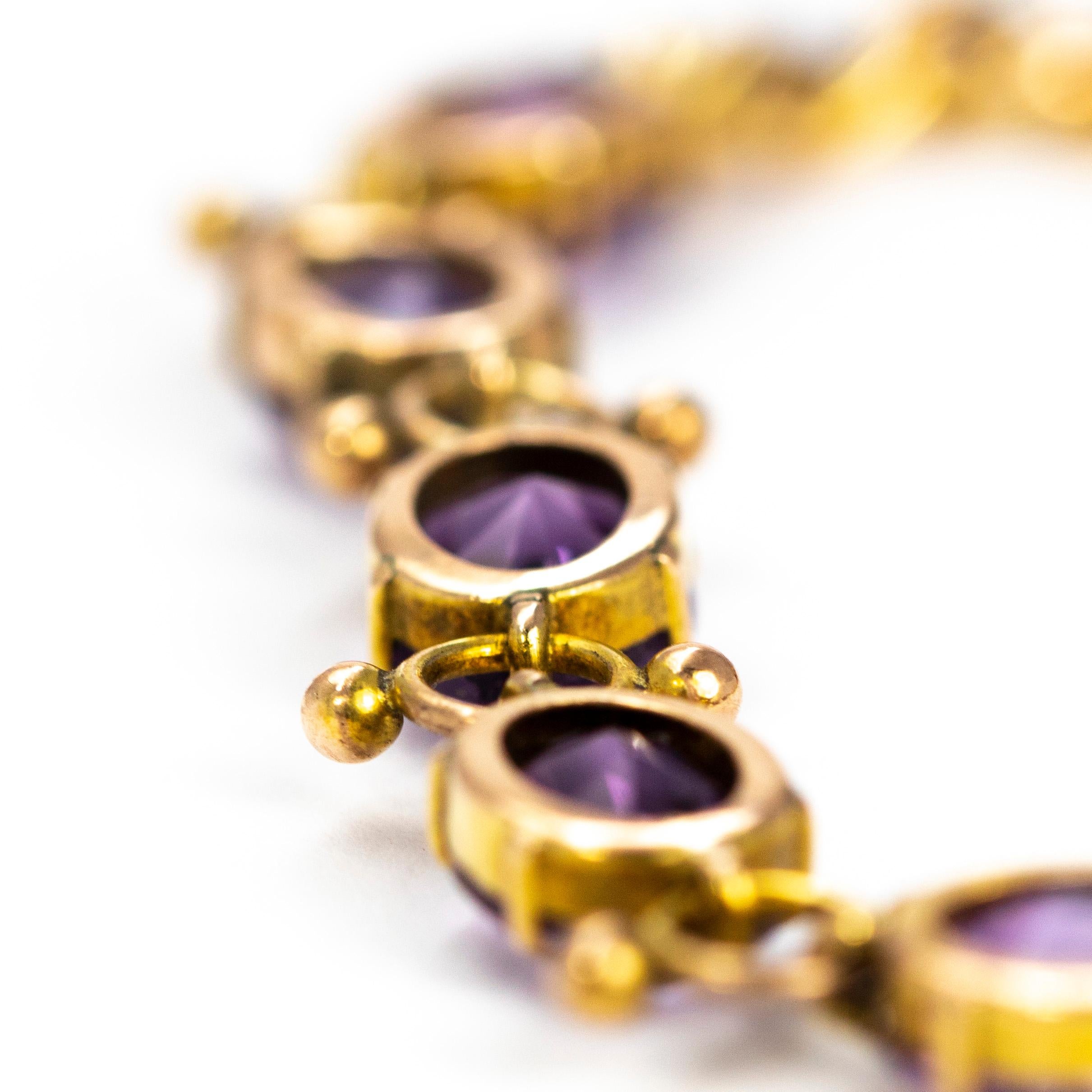Antique Amethyst and 9 Carat Gold Bracelet In Good Condition In Chipping Campden, GB