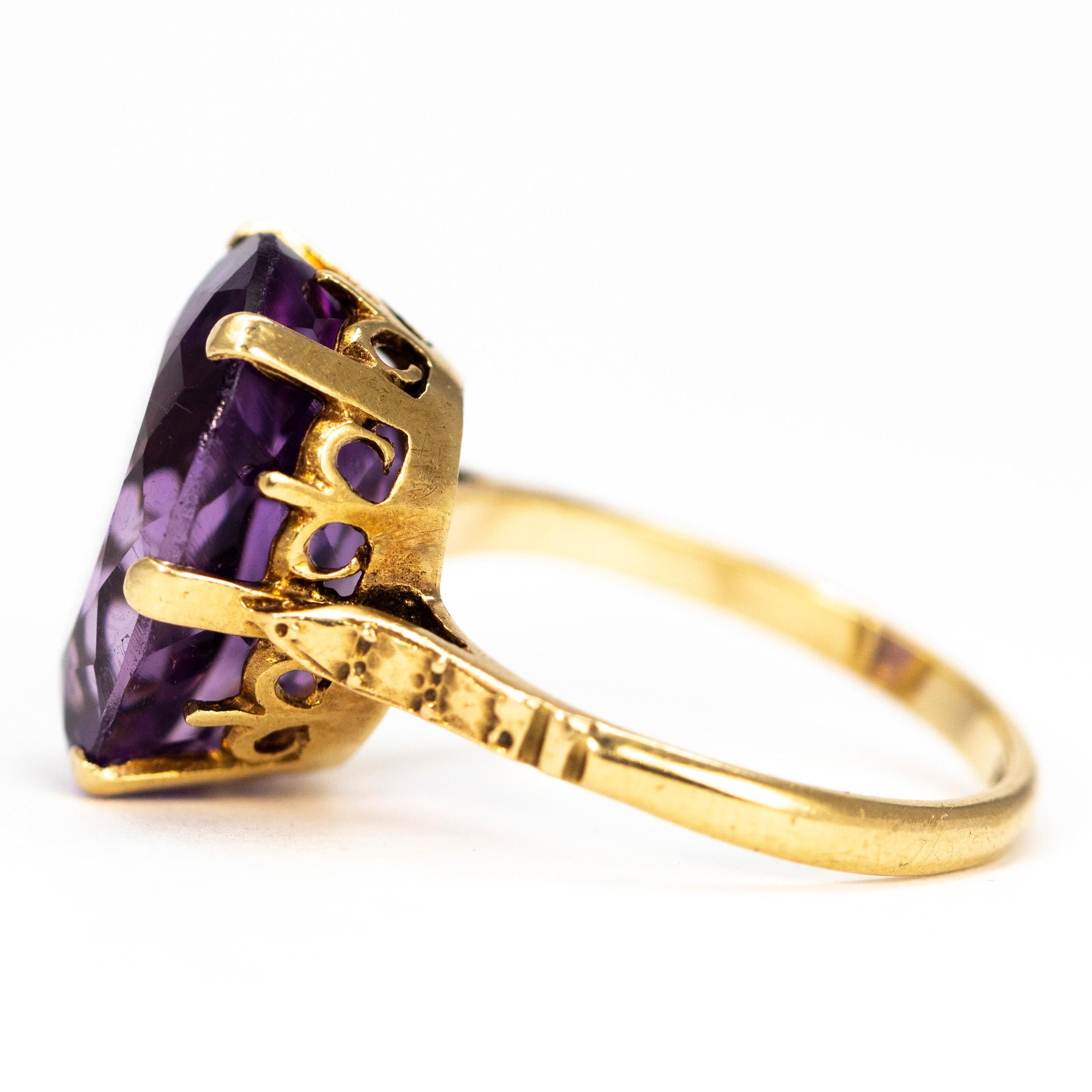 Edwardian Antique Amethyst and 9 Carat Gold Cocktail Ring