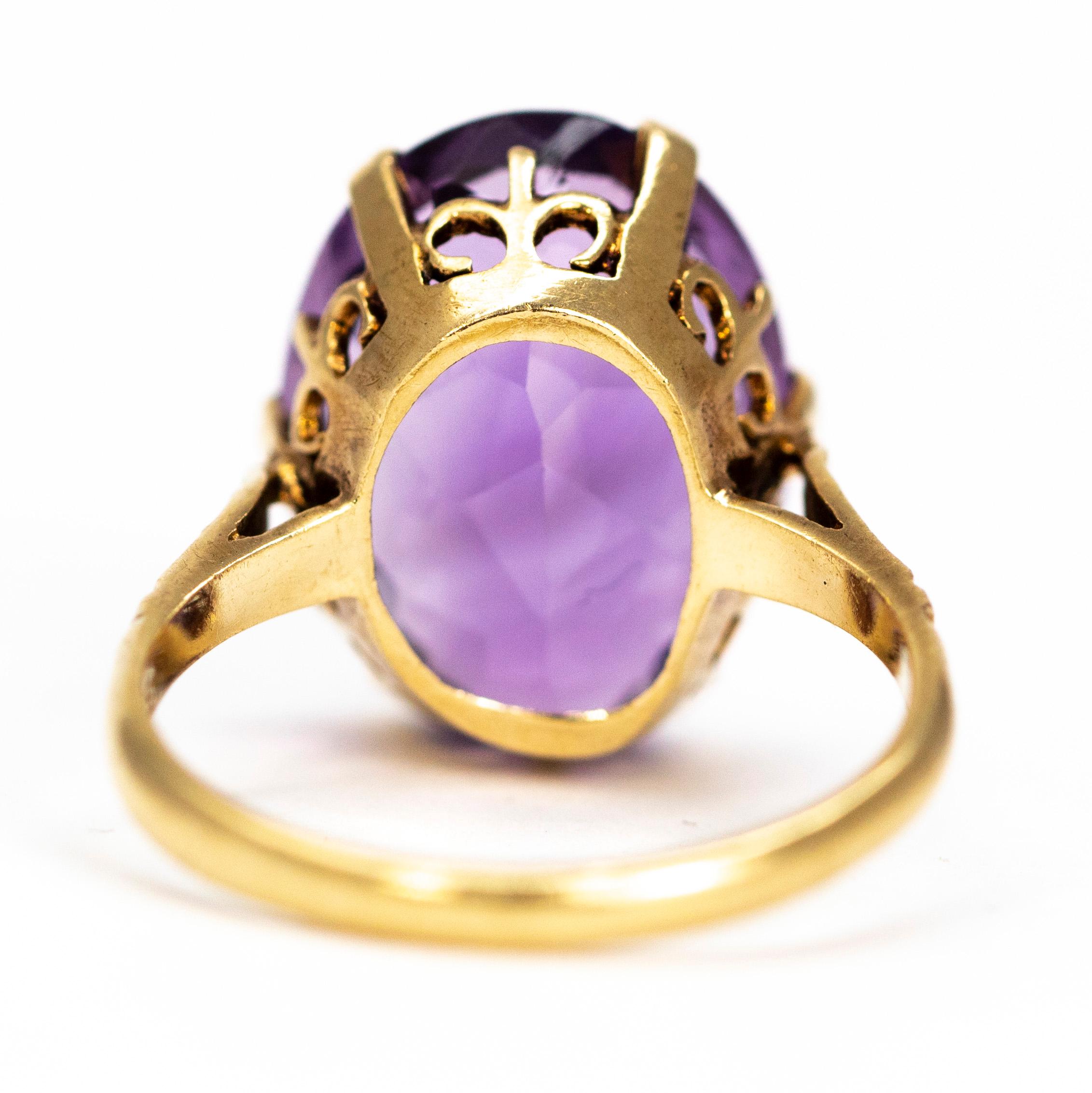 Antique Amethyst and 9 Carat Gold Cocktail Ring In Good Condition In Chipping Campden, GB