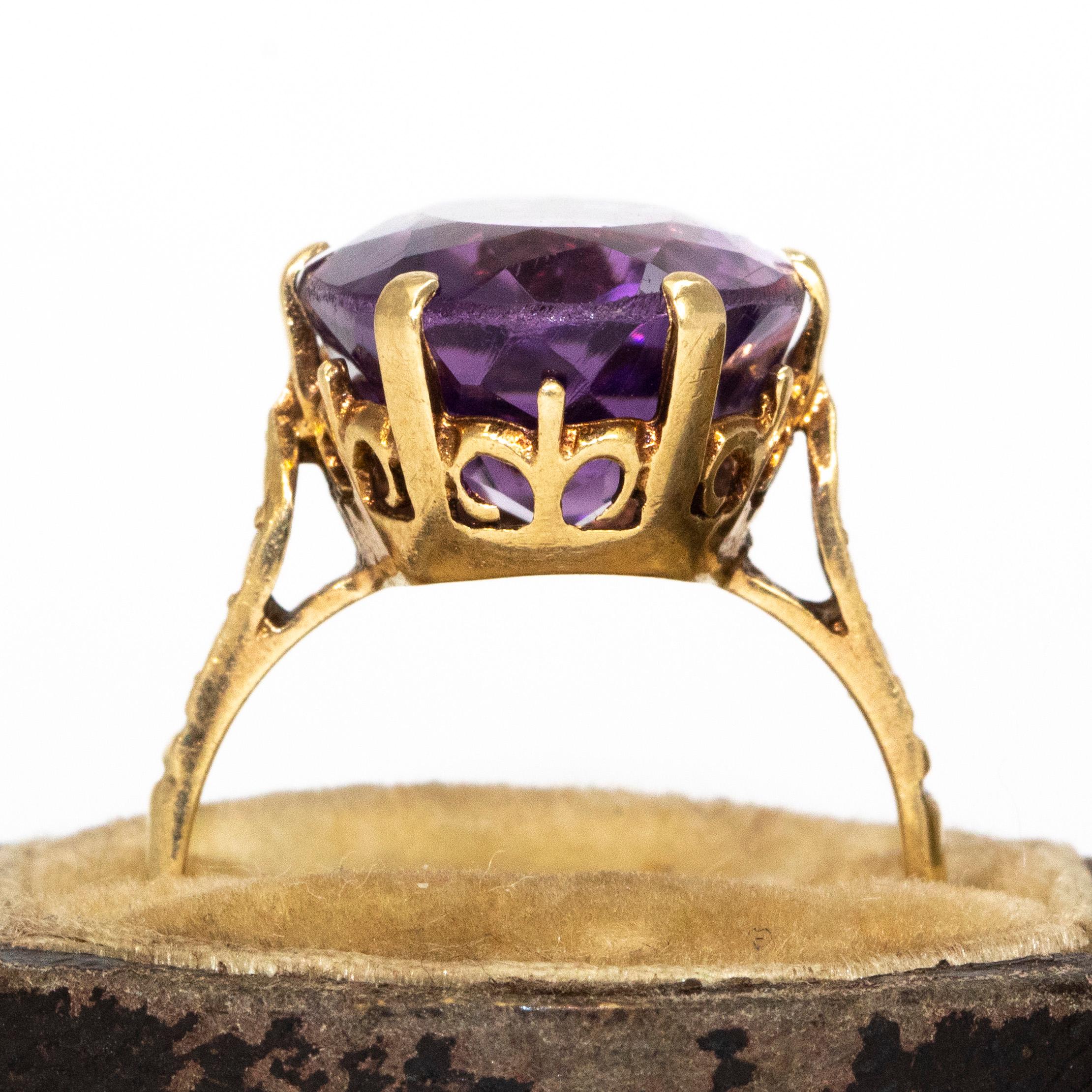 Women's Antique Amethyst and 9 Carat Gold Cocktail Ring