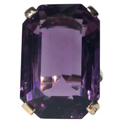Antique Amethyst and 9 Carat Gold Cocktail Ring