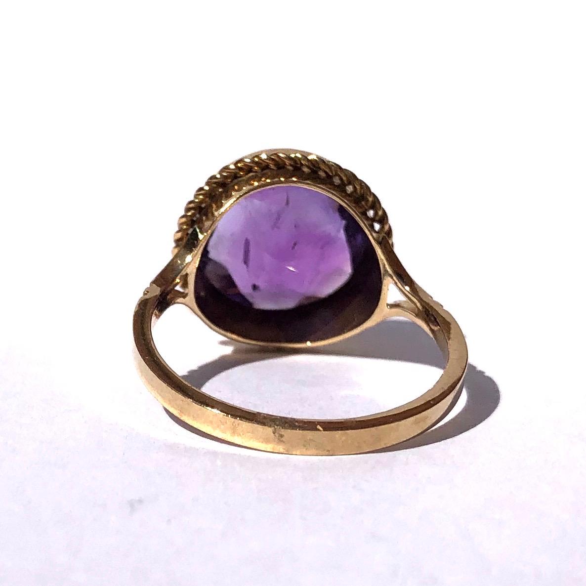 Edwardian Antique Amethyst and 9 Carat Gold Ring