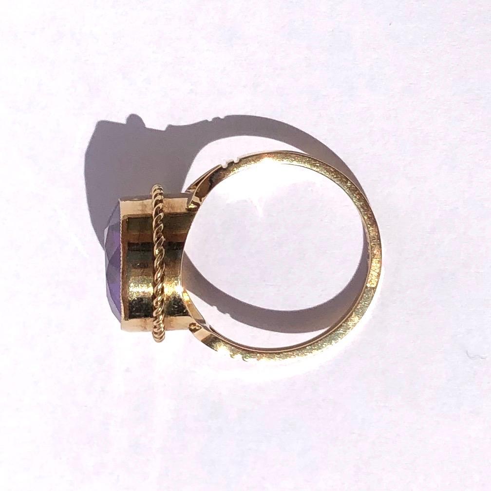 Antique Amethyst and 9 Carat Gold Ring In Good Condition In Chipping Campden, GB