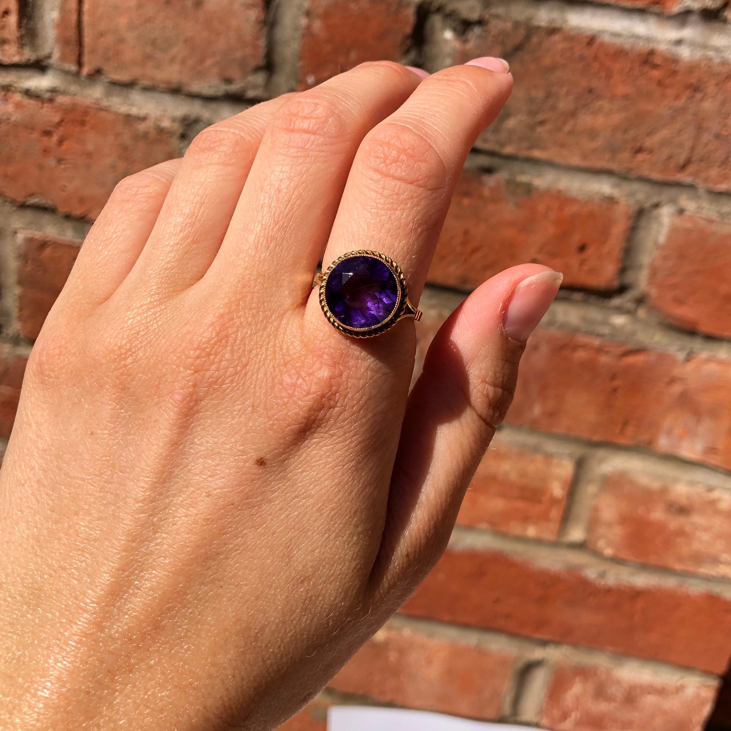 Women's Antique Amethyst and 9 Carat Gold Ring